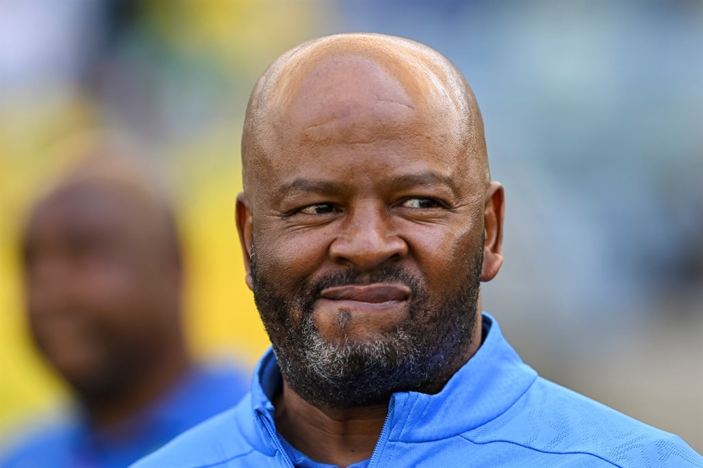 DURBAN, SOUTH AFRICA - SEPTEMBER 01:  Manqoba Mngqithi, head coach of Mamelodi Sundowns during the MTN8, Semi Final, 2nd Leg match between Stellenbosch FC and Mamelodi Sundowns at Moses Mabhida Stadium on September 01, 2024 in Durban, South Africa. (Photo by Darren Stewart/Gallo Images)