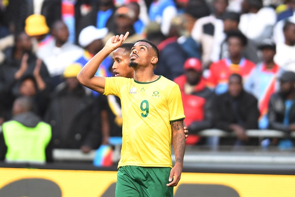 JOHANNESBURG, SOUTH AFRICA - SEPTEMBER 12: Lyle Foster of South Africa celebrates his goal with team mates during the international friendly match between South Africa and DR Congo at Orlando Stadium on September 12, 2023 in Johannesburg, South Africa. (Photo by Lefty Shivambu/Gallo Images)