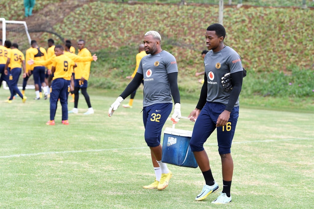 JOHANNESBURG, SOUTH AFRICA - FEBRUARY 16: Itumeleng Khune and Bontle Karabo Molefe during the Kaizer Chiefs media open day at Kaizer Chiefs Village on February 16, 2023 in Johannesburg, South Africa. (Photo by Lefty Shivambu/Gallo Images)