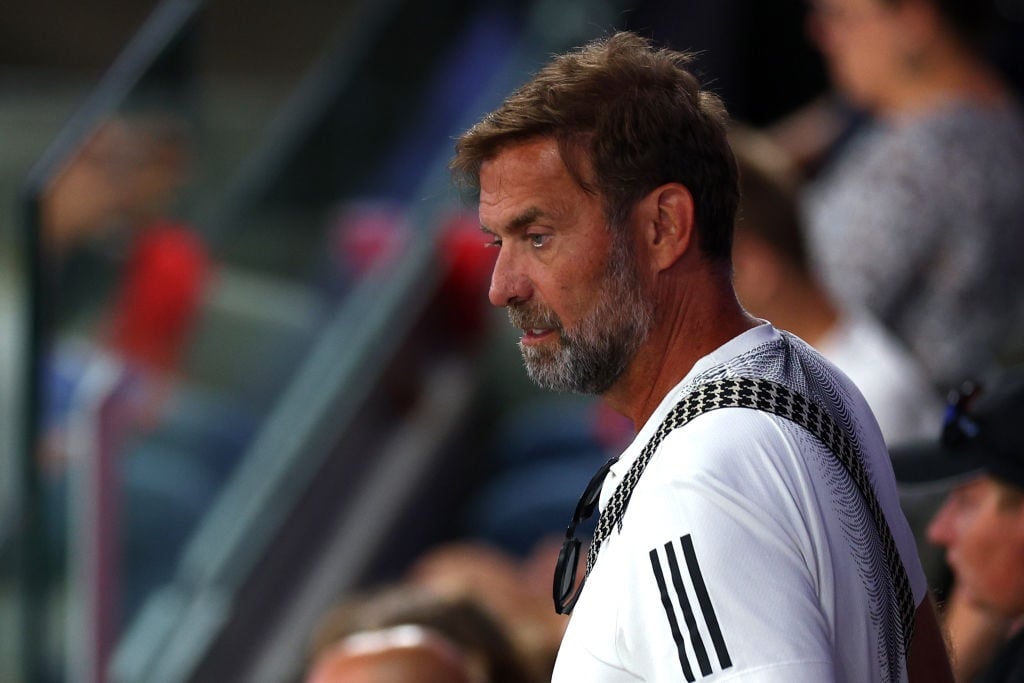 PARIS, FRANCE - AUGUST 29: Jurgen Klopp, German Football Manager, watches on during the Mens Preliminary Rounds match on day one of the Paris 2024 Summer Paralympic Games at Champs-de-Mars Arena on August 29, 2024 in Paris, France. (Photo by Dean Mouhtaropoulos/Getty Images)