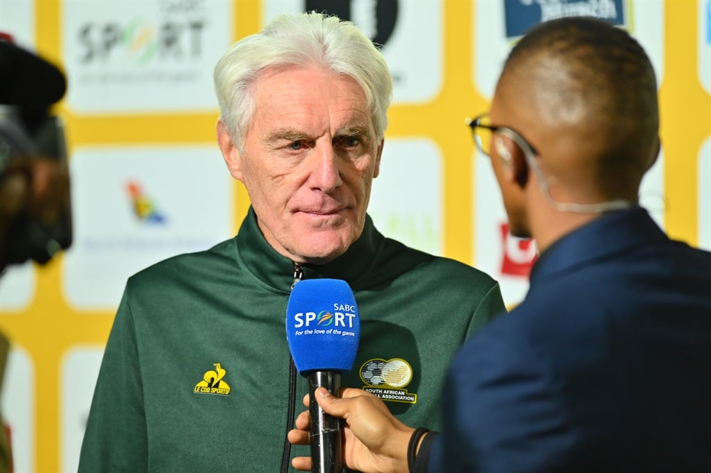 JOHANNESBURG, SOUTH AFRICA - SEPTEMBER 06:  Hugo Broos, head coach of South Africa during the 2025 African Cup of Nations, Qualifier match between South Africa and Uganda at Orlando Stadium on September 06, 2024 in Johannesburg, South Africa. (Photo by Alche Greeff/Gallo Images)