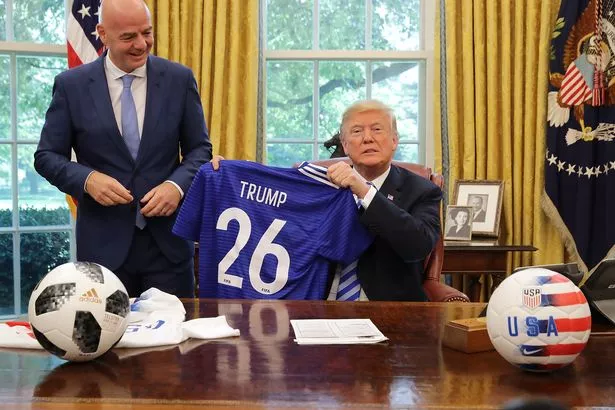 U.S. President Donald Trump (R) and FIFA President Gianni Infantino