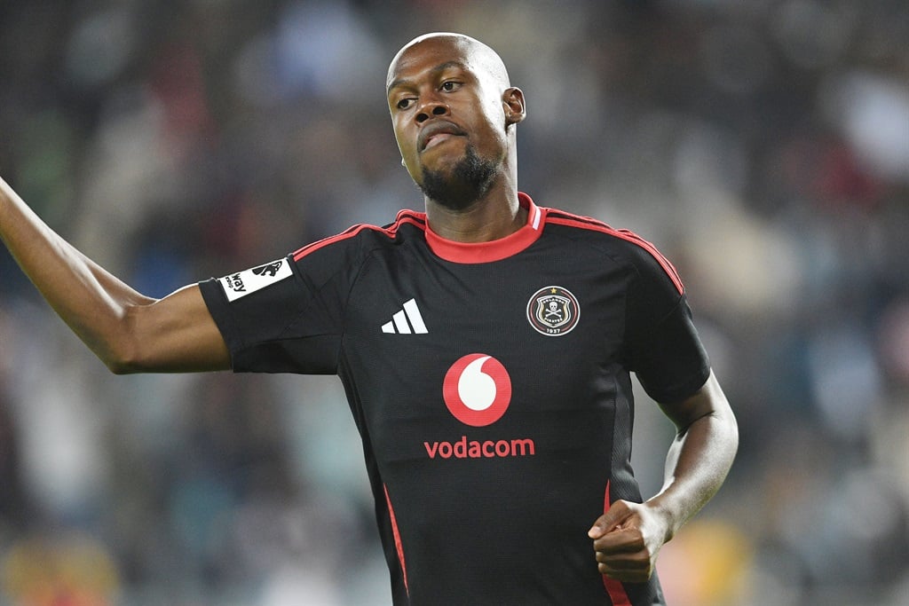 JOHANNESBURG, SOUTH AFRICA - OCTOBER 22: Evidence Makgopa of Orlando Pirates celebrates his goal during the Betway Premiership match between Orlando Pirates and SuperSport United at Orlando Stadium on October 22, 2024 in Johannesburg, South Africa. (Photo by Lefty Shivambu/Gallo Images)