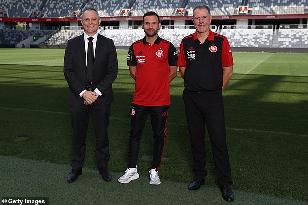 There was much fanfare around Mata's (centre) arrival at the club with Stajcic (right) having lauded the midfielder's work rate