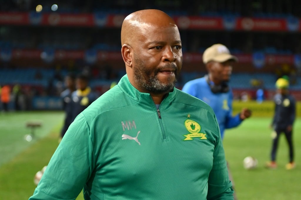 PRETORIA, SOUTH AFRICA - OCTOBER 30: Manqoba Mnqgithi, Head coach of Mamelodi Sundowns during the Betway Premiership match between Mamelodi Sundowns and Cape Town City FC at Loftus Versfeld Stadium on October 30, 2024 in Pretoria, South Africa. (Photo by Alche Greeff/Gallo Images)