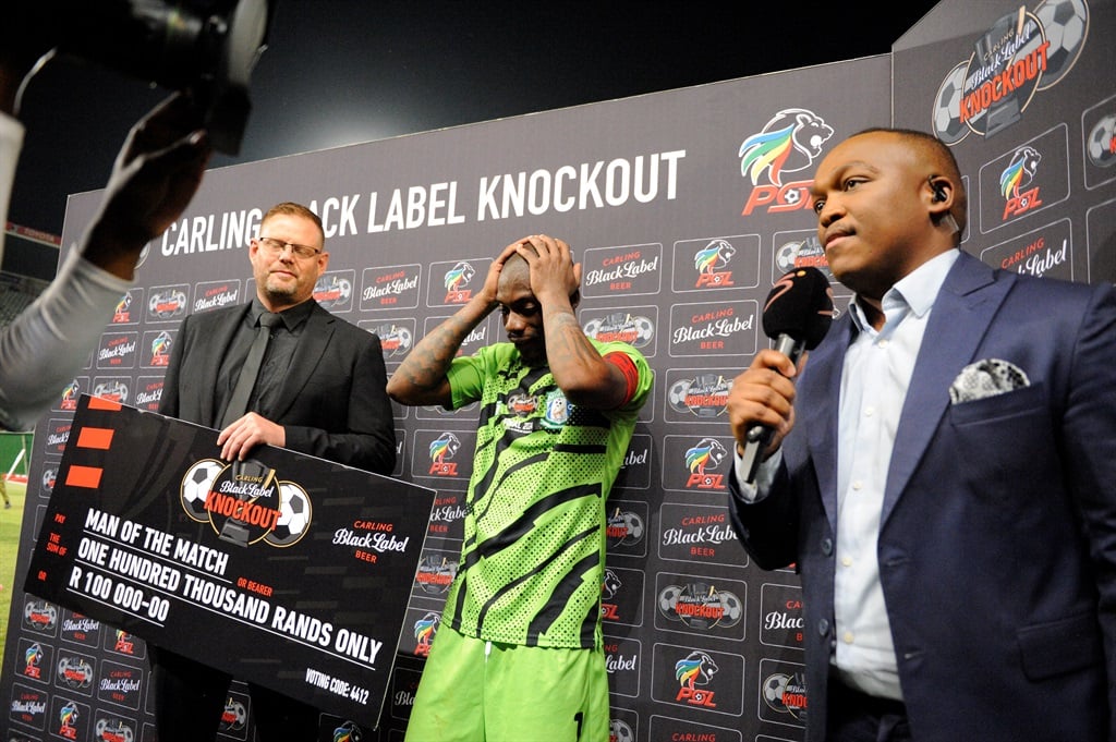 BLOEMFONTEIN, SOUTH AFRICA - NOVEMBER 23: Elvis Chipezeze of Magesi FC man of the match during the Carling Knockout, Final match between Magesi FC and Mamelodi Sundowns at Free State Stadium on November 23, 2024 in Bloemfontein, South Africa. (Photo by Charle Lombard/Gallo Images)