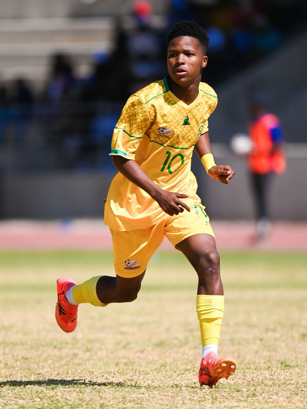 JOHANNESBURG, SOUTH AFRICA - AUGUST 18 : Emile Witbooi of South Africa during the U17 International Friendly match between South Africa and Lesotho at UJ Soweto Stadium on August 18, 2024 in Johannesburg, South Africa. (Photo by Alche Greeff/Gallo Images)