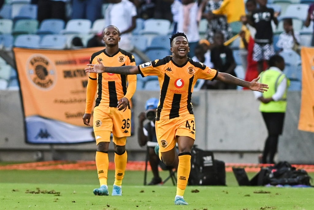 DURBAN, SOUTH AFRICA - DECEMBER 29: Mduduzi Shabalala of Kaizer Chiefs celebrates scoring during the Betway Premiership match between Kaizer Chiefs and Chippa Unted at Moses Mabhida Stadium on December 29, 2024 in Durban, South Africa. (Photo by Darren Stewart/Gallo Images)