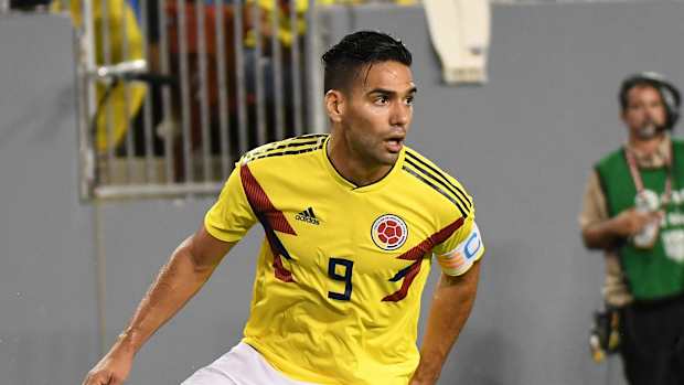 Columbia forward Radamel Falcao passes the ball in the first half against United States during an international friendly.