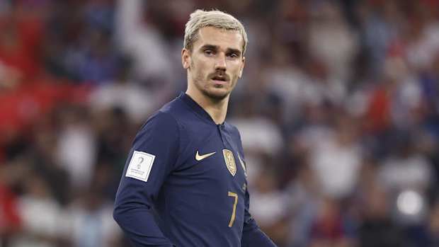 Antoine Griezmann looks on during the second half against Tunisia in a group stage match during the 2022 World Cup.