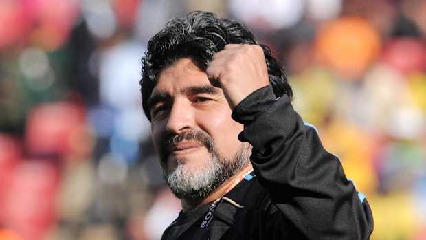 Argentina head coach Diego Maradona before group B play against Nigeria at Ellis Park Stadium.