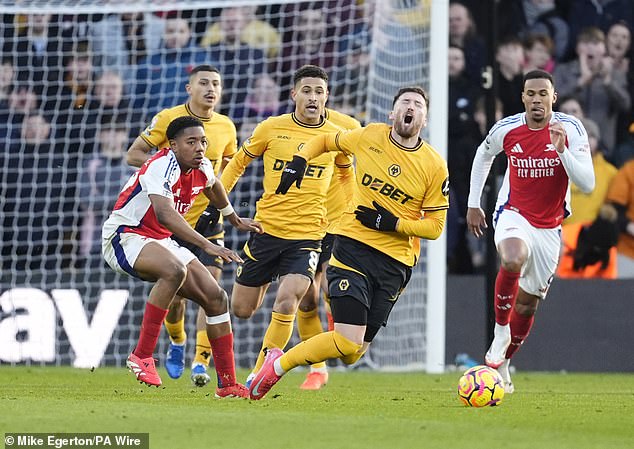 Lewis-Skelly was controversially penalised for his challenge on Wolves defender Matt Doherty