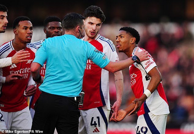 Arsenal fans were left livid by Oliver's decision to send Lewis-Skelly off in the 43rd minute