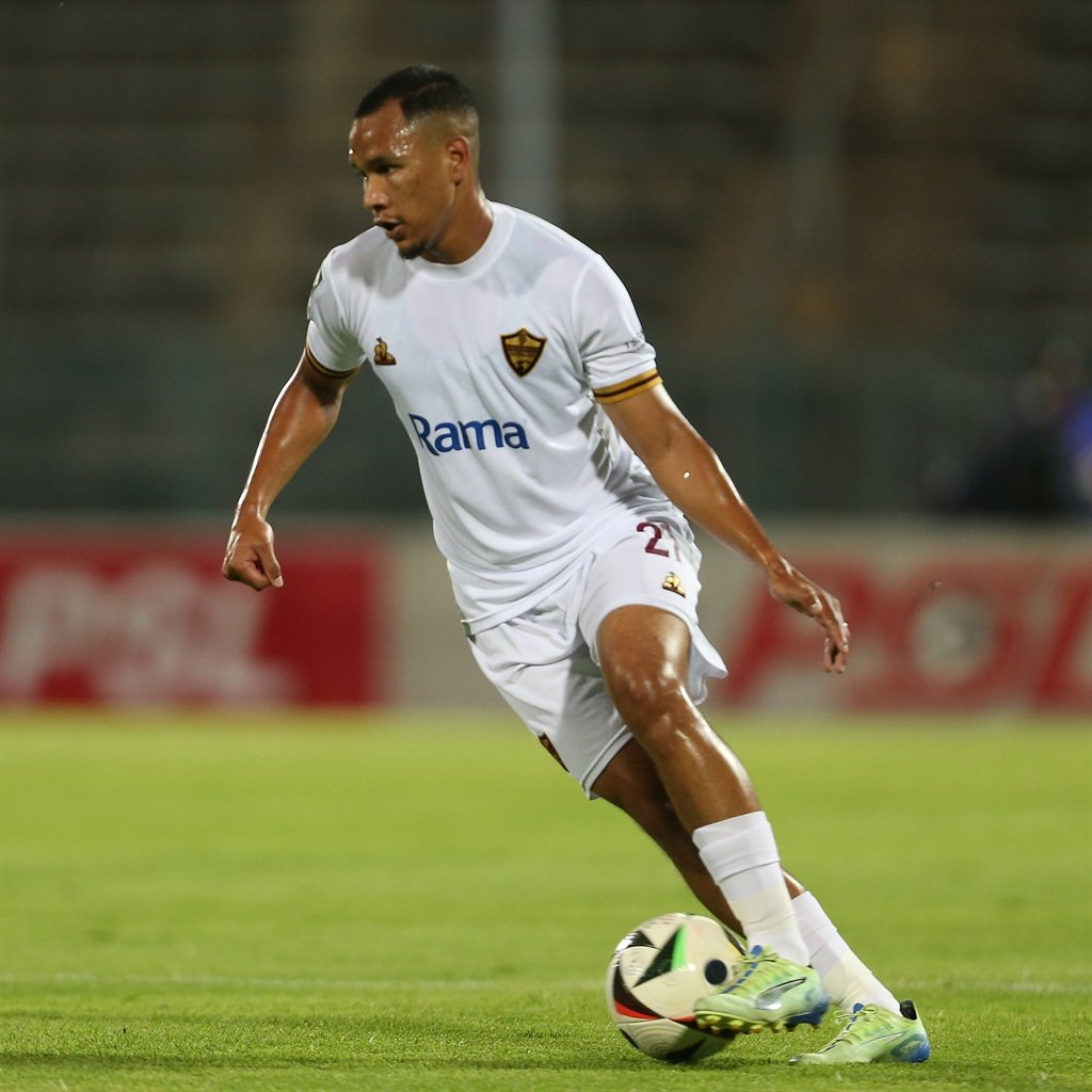 PRETORIA, SOUTH AFRICA - DECEMBER 28: Fawaaz Basadien of Stellenbosch FC during the Betway Premiership match between SuperSport United and Stellenbosch FC at Lucas Moripe Stadium on December 28, 2024 in Pretoria, South Africa. (Photo by Daniel Hlongwane/Gallo Images)