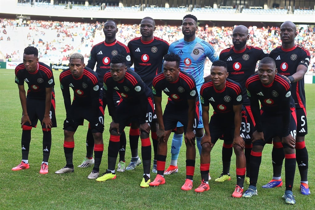 SOWETO, SOUTH AFRICA - JANUARY 04: Orlando Pirates during the CAF Champions League match between Orlando Pirates and Stade dAbidjan at Orlando Stadium on January 04, 2025 in Soweto, South Africa. (Photo by Daniel Hlongwane/Gallo Images)