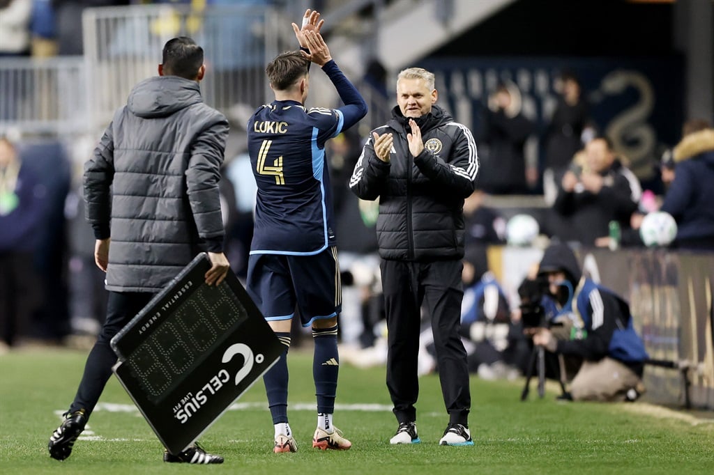 CHESTER, PENNSYLVANIA - MARCH 01: Philadelphia Union head coach Bradley Carnell claps after a sub for Jovan LukiÄ? #4  during the MLS match between Philadelphia Union and FC Cincinnati at Subaru Park on March 01, 2025 in Chester, Pennsylvania. (Photo by Emilee Chinn/Getty Images)