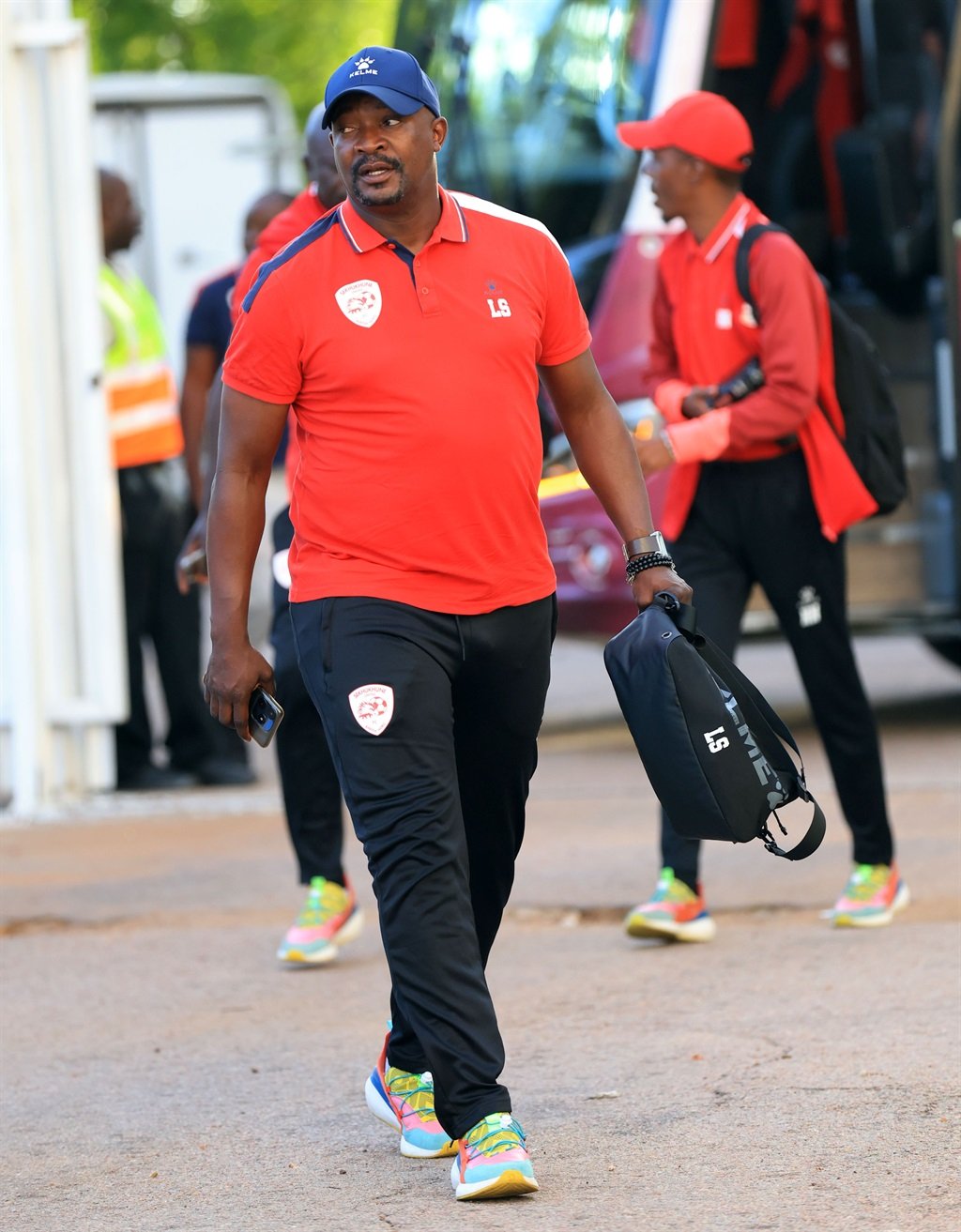 Lehlohonolo Seema as the coach of Sekhukhune United arriving during the Betway Premiership 2024/25 match between Sekhukhune United and Mamelodi Sundowns at the Old Peter Mokaba Stadium in Polokwane on 26 February 2025